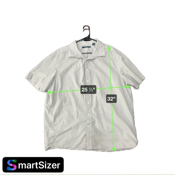 Perry Ellis Short Sleeve Button-Down Shirt White Black Geometric Print Sz 2X - Picture 7 of 9